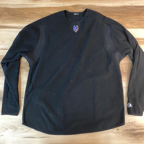 New York NY Mets Fleece Pullover Mens XL MLB Authentic Majestic Shirt Cover