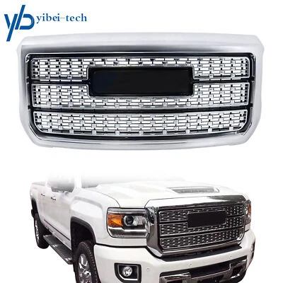 Front Bumper Upper Grille Chrome For 2015-2019 GMC Sierra 2500HD 3500HD Denali - Image 1 of 4