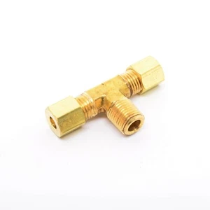 3/16" Tube OD Compression x 1/8" Male Npt Center Branch Tee Fitting HVAC Air - Picture 1 of 6