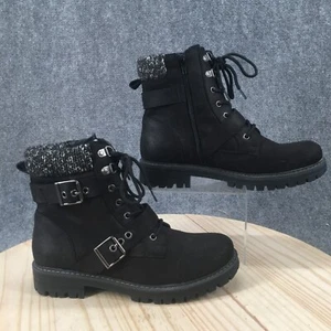 Cliffs by White Mountain Boots Womens 10 M Marlee Combat Black Buckle Lace Up - Picture 1 of 16