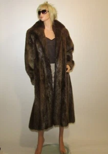 Cappotto pelliccia castoro vintage lungo lunghezza intera donna L/XL OTTIMO - Foto 1 di 11