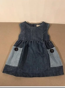 Vestido Delantal Denim Ligero Azul Oscuro Bebé Niña Edad 6-9 Meses Desde Siguiente - Imagen 1 de 5