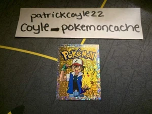 Ash & Pikachu S29 Gold Holo Pokemon Merlin Sticker NM - Picture 1 of 3