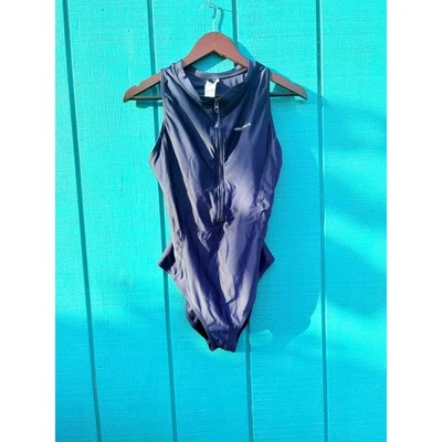 Traje de baño de una pieza para mujer Nautica azul marino con cremallera frontal espalda deportiva talla L Foto 1 de 4