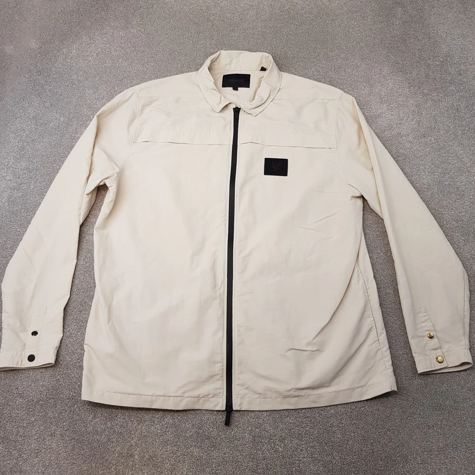 Lyle & Scott Hombres Chaqueta 2XL XXL Beige Sobrecamisa Informal Mod Liam Terraza Ska Foto 1 de 4