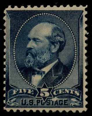 Scott 216 5¢ James Garfield with cert reperf  Mh Free Shipping in the USA! - Image 1 of 2