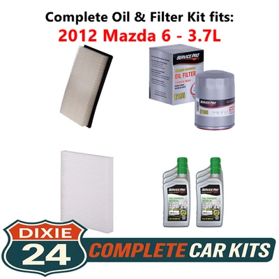 2012 Mazda 6 3.7L Complete Air, Oil & Cabin Filter Kit (0W-20) - Imagem 1 de 4