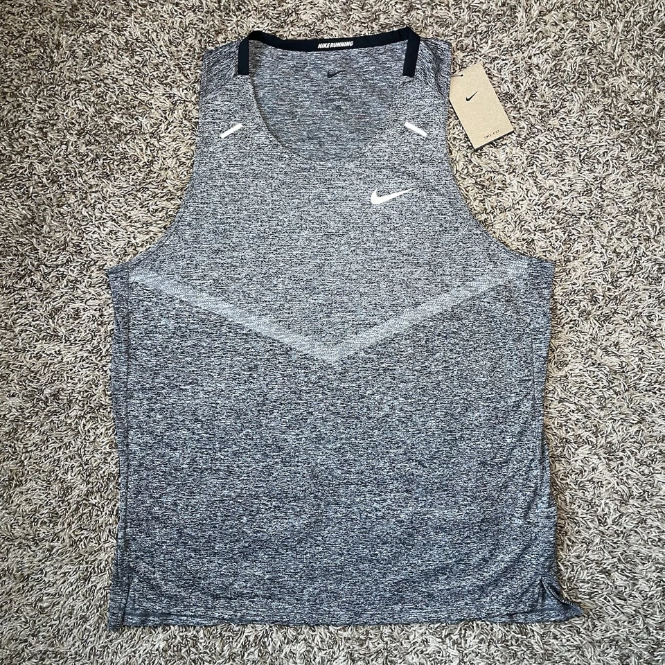 Nike Men's Small Dri-FIT Rise 365 Running Tank Top Black Heather CZ9179-011