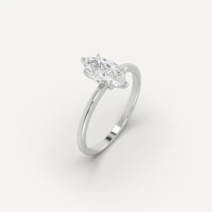 1 carat Marquise Cut Engagement Ring | 100% Natural Diamond in 14k White Gold - Picture 1 of 6