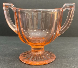Vintage Rosa Depression Glas Fuß Zuckerdose mit Griffen - Bild 1 von 8