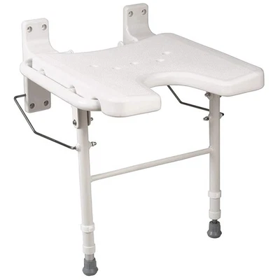 Silla de baño plegable HealthSmart con patas ajustables blanco Foto 1 de 4
