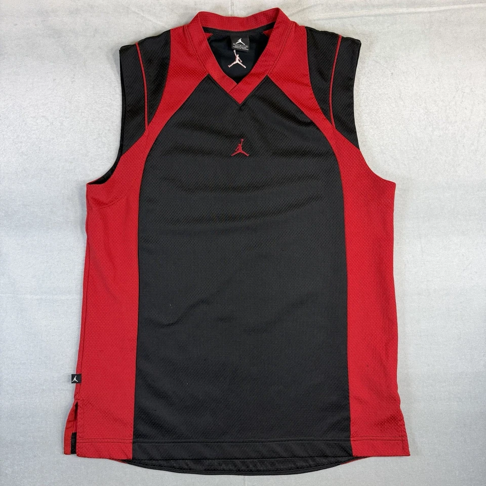 Винтажная мужская майка Air Jordan большая черная красная выведенная 23 джампера 2005 - Изображение 1 из 4