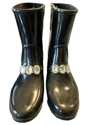 Botas de lluvia Michael Kors para mujer talla 9 negras a mitad de la pantorrilla con deslumbramiento como nuevas Foto 1 de 4