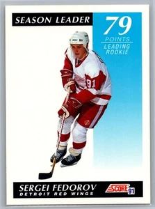 1991-92  SCORE - SEASON LEADER - SERGEI FEDOROV RED WINGS #408 - Picture 1 of 2