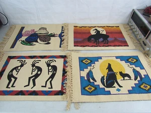 Set of 4 Southwest El Paso Saddle Blanket Co. Mixed Design Place Mats 23" X 13" - Picture 1 of 13