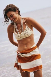 NEW Free People Red Desert Sunshine Tienda  ￼Stripe Sarong 44”x76” NWT Rusty - Picture 1 of 11
