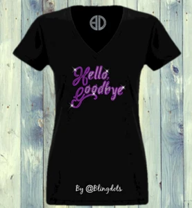 Hello Goodbye bling Shirt sequins glitter sparkling v neck - Picture 1 of 6