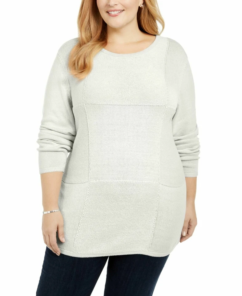 Karen Scott Women's Plus Size Knit Tunic Pullover Sweater, White, 3X - Image 1 of 1