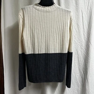 Maglione top Banana Republic 100% lana merino, guscio d'uovo bianco a costine, donna L - Foto 1 di 7