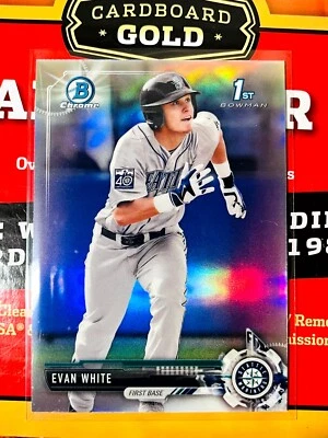 2017 Bowman Evan White #BDC-178  CHROME REFRACTOR SP  V955 - Image 1 of 2