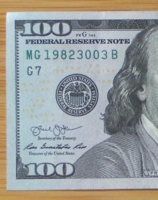 Birthday Note $100 2013  FEDERAL RESERVE NOTE  FANCY SERIAL NUMBER 1982 30 03 - Image 1 of 4