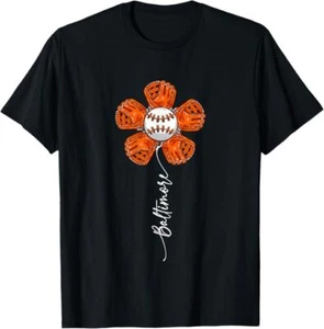 Vintage Flower Baseball Baltimore Lover Player and Fans T-Shirt - Picture 1 of 11