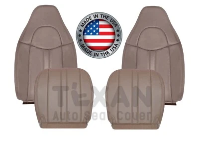 Fits 1997-2002 GMC Savana Van Front Seat Cover Synthetic Leather Med Neutral Tan - Image 1 of 4