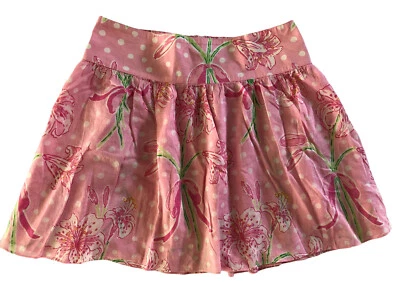 LILLY PULITZER Falda Plisada Cintura Caída En Capas Floral Rosa Lunares Niñas 12 Foto 1 de 4