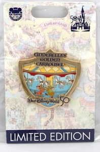 WDW LE2000 50th Attraction Crest Pin - Cinderella's Golden Carousel-Jaq & Gus - Picture 1 of 1