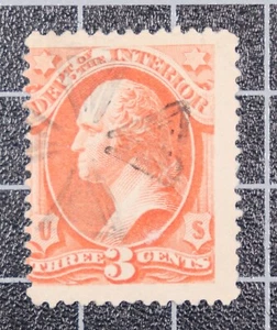 Scott O98 3 Cents Interior Official Used Maltese Cross Fancy Cancel - Picture 1 of 1