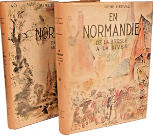 René Herval EN NORMANDIE de la BRESLE à la DIVES au MONT SAINT MICHEL 2 VOLUMES - Picture 1 of 3