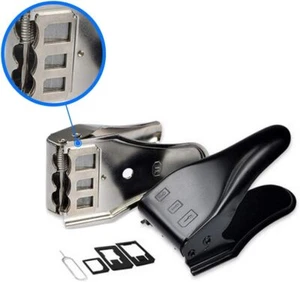 Universal 3-in-1 Sim Card Cutter Nano Micro Standard Set 3 Adapters 1 Eject Pin - Photo 1 sur 7