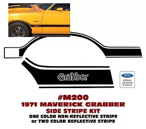 M200 1971 FORD MAVERICK GRABBER - SIDE STRIPE - REFLECTIVE and NON-REFLECTIVE - Bild 1 von 1