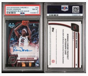 2024-25 Bowman Chrome U Chrome Prospect Autographs Raven Johnson #60 PSA 8 NM-MT - Picture 1 of 1