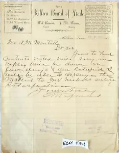 1897 KILLEEN TX. KILLEEN BOARD OF TRADE letter WiLL RANCIER J.M. WARREN - Picture 1 of 1