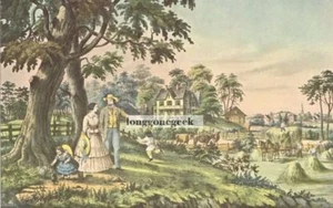 CURRIER and IVES American Country Life Summers Evening 1952 Print Children Play - Picture 1 of 2