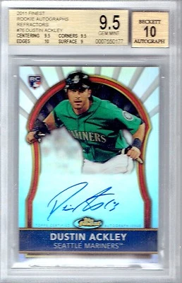 Dustin Ackley RC 2011 Topps Finest Rookie Autographs Refractors #106/499 BGS10!! - Image 1 of 4