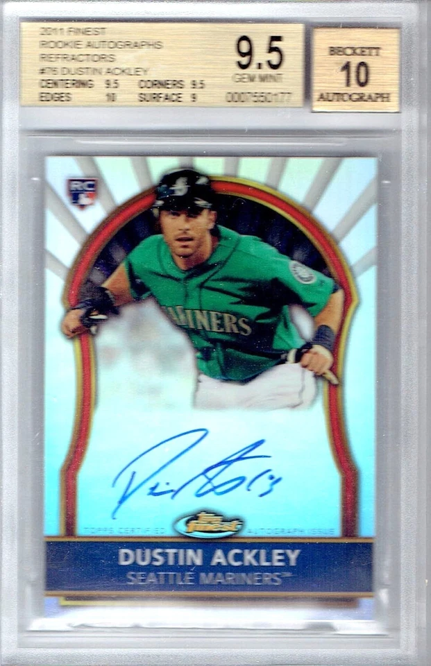 Dustin Ackley RC 2011 Topps Finest Rookie Autographs Refractors #106/499 BGS10!! - Image 1 of 4