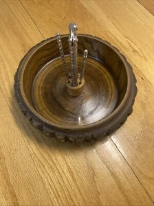 Vintage Nut Bowl With Live Edge Includes Nut Cracker & 2 Picks - Picture 1 of 4