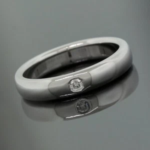 Anillo de banda de boda Tiffany & Co. Lucida 4 mm talla 6,75 - 1 diamante PT950 platino - Imagen 1 de 6