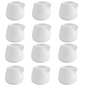 3OZ WHITE CERAMIC MINI MILK JUG FOR SERVING MILK, CUSTARD, CREAM SET OF 12 - Picture 1 of 8
