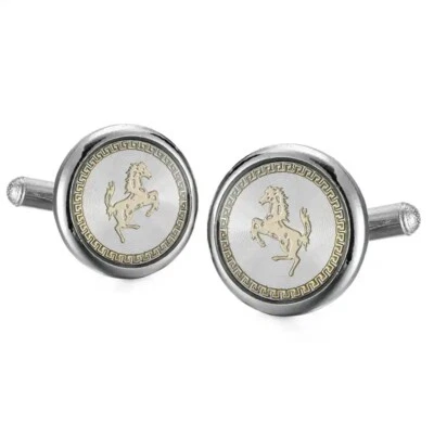 Car Cufflinks  Ferrari Horse Titanium Plated Gift Pouch - Wedding  Family UK - Image 1 of 4