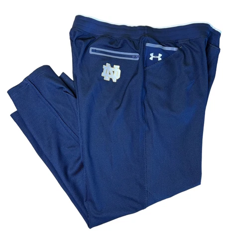 Men's Under Armour ColdGear Infrared Loose Notre Dame Athletic Pants 2XL Navy Cover