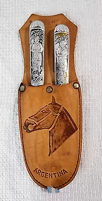 Rare Gaucho Argentinian Belt Holstered Knife and Fork Set - Image 1 of 4