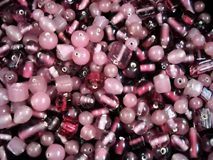 Glass Bead Mix 50g Asst Pinks Jewellery DIY Jewelry Spacer Shapes - Foto 1 di 2