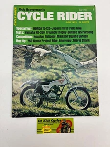 CYCLE RIDER MAGAZINE JUNE 1973 HONDA TL125 TRIALS YAMAHA RD350 MX VINTAGE - Picture 1 of 3