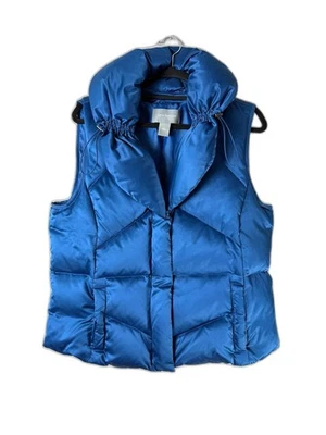 Chaleco acolchado Ann Taylor Down azul para mujer talla grande Foto 1 de 4