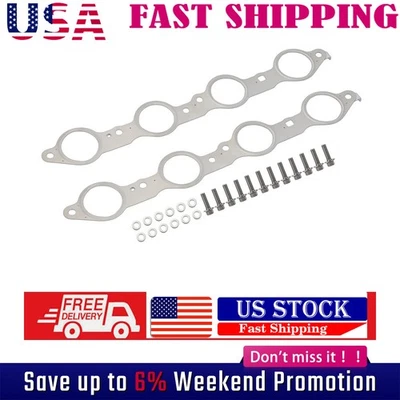EXHAUST MANIFOLD GASKET For LS1 4.8 5.3 5.7 6.0 6.2L New 2Pcs Direct Fit Pair Foto 1 de 4