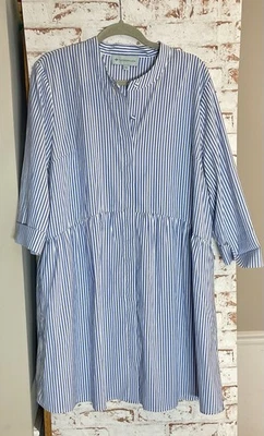 Tuckernuck в полоску Georgia платье миди макси, синий и белый, длинные карманы SzXXL - Изображение 1 из 3