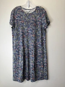 J Jill Women's Dress Medium Women’s Blue/gray Floral Stretch Short Sleeve - Picture 1 of 10